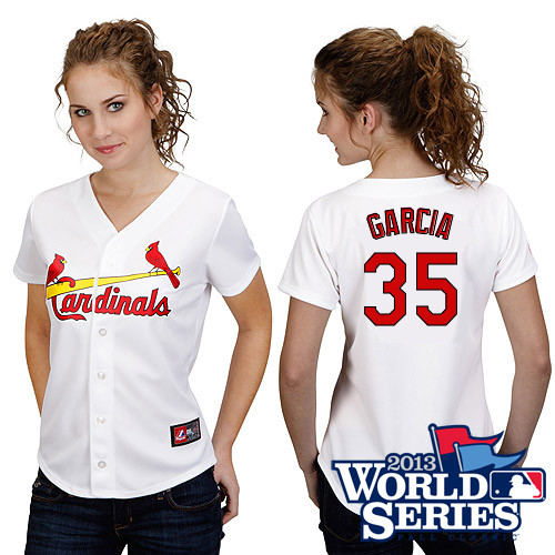 Greg Garcia #35 mlb Jersey-St Louis Cardinals Women's Authentic Home White Cool Base World Series Baseball Jersey